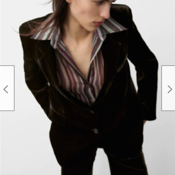 Zara Women NEW Limited Edition SILK BLEND Velvet Blazer TOBACCO 9342/928 - Picture 5 of 14